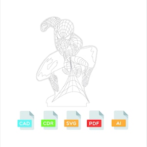 Nocna lampa iluzja 3D Spiderman, akryl, plik cięty laserowo, plik trasy CNC, plik dxf, svg, plik, plik wektorowy, szablon