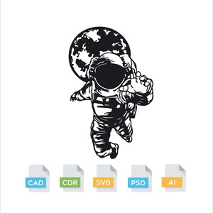Astronaut, Laser geschnitten Datei, cnc Route Datei, Wand Kunst Panel, Dxf-Datei, Svg, Datei, Vektor-Datei, Schneiden von Dateien, Muster, Vektor-Plan, Vorlage, Silhouette