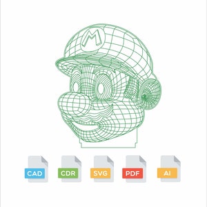 スーパーマリオ 3D イリュージョン ナイト ランプ、アクリル、レーザー カット ファイル、CNC ルート ファイル、DXF ファイル、SVG ファイル、ベクター ファイル、テンプレート