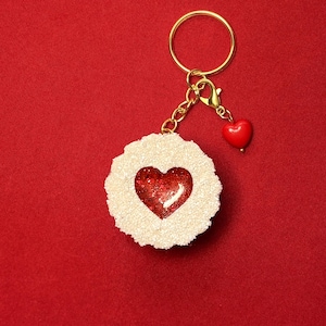 Llavero antiestrés con forma de galleta de mantequilla y corazón de gelatina / Juguete antiestrés impreso en 3D