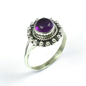 925 Sterling silver ring,Natural Purple Amethyst Ring, Round Gems Ring,Handmade Amethyst Ring, Round Ring, Promise Ring,Women Ring Jewelry