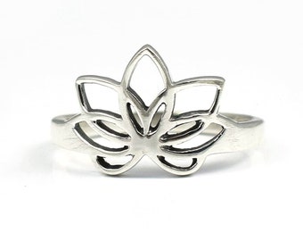 Anillo de loto de plata esterlina: anillo de promesa de diseñador hecho a mano