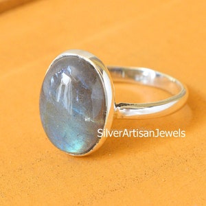 Blue Labradorite Ring, Fire Labradorite Ring ,925 Sterling Silver Ring,Oval Gemstone Ring, Labradorite Jewelry, Handmade Silver Rings