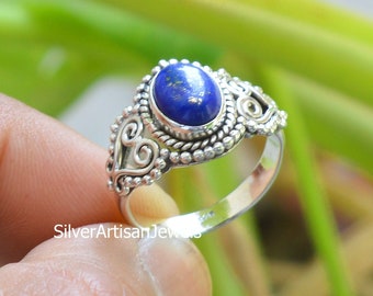 Lapis Lazuli Ring, 925 Silver Rings, 7x9 mm Pear Shape Blue Lapis Ring, Gemstone Silver Ring, Gift For Her, Lapis Ring, Blue Lapis Ring