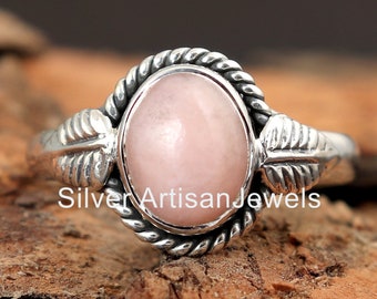 Handmade Pink Opal Ring: 925 Sterling Silver Gemstone Ring