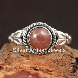 Best Sale ! Natural Rhodochrosite Ring, 925 Sterling Ring, Gemstone Ring, Round Stone Ring, Boho Ring, Dainty Ring, Handmade Ring,Women Ring
