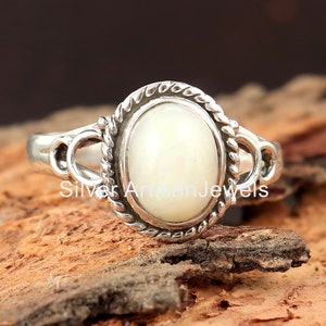 Organic Ethiopian Opal Ring-Handmade Ring-925 Sterling Silver Ring-Oval Ethiopian Opal Ring-Gift for her-Promise Ring-Anniversary Ring