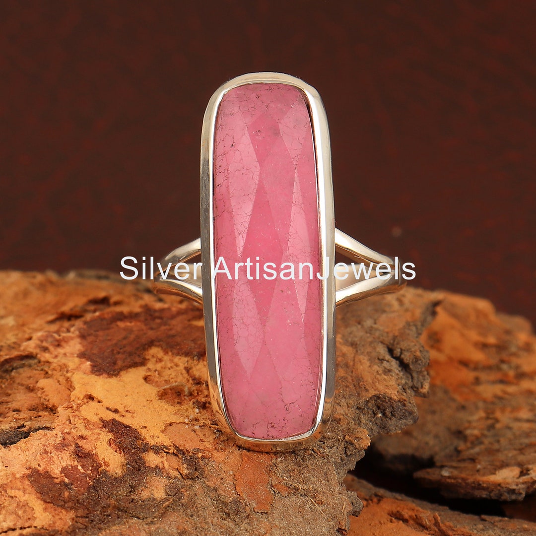 Pink Jade Ring: 925 Sterling Silver Bezel Gemstone Ring - Etsy