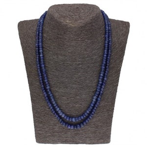 Blue Sapphire Beaded Necklace / Natural Gemstone Jewelry / bridesmaid Necklace / 2 Layered Necklace / Adjustable Dori / September Birthstone