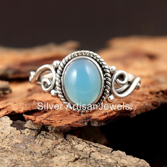 Meadows Blauer Chalcedon Ring, 925 Sterling Silber  Produktbild-Vorschau 11