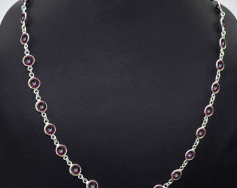 Natural Mystic Topaz  Gemstone Necklace / 8 mm Round Cut Stone Necklace / Beautiful Rainbow Mystic Topaz Necklace / 925 Sterling Silver Set