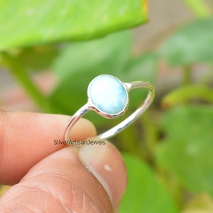 Natural Larimar Ring, 925 silver ring,Oval Larimar Ring, Blue Larimar Ring ,Sterling Silver Ring, Gemstone Ring, Gift for Her, Women Ring