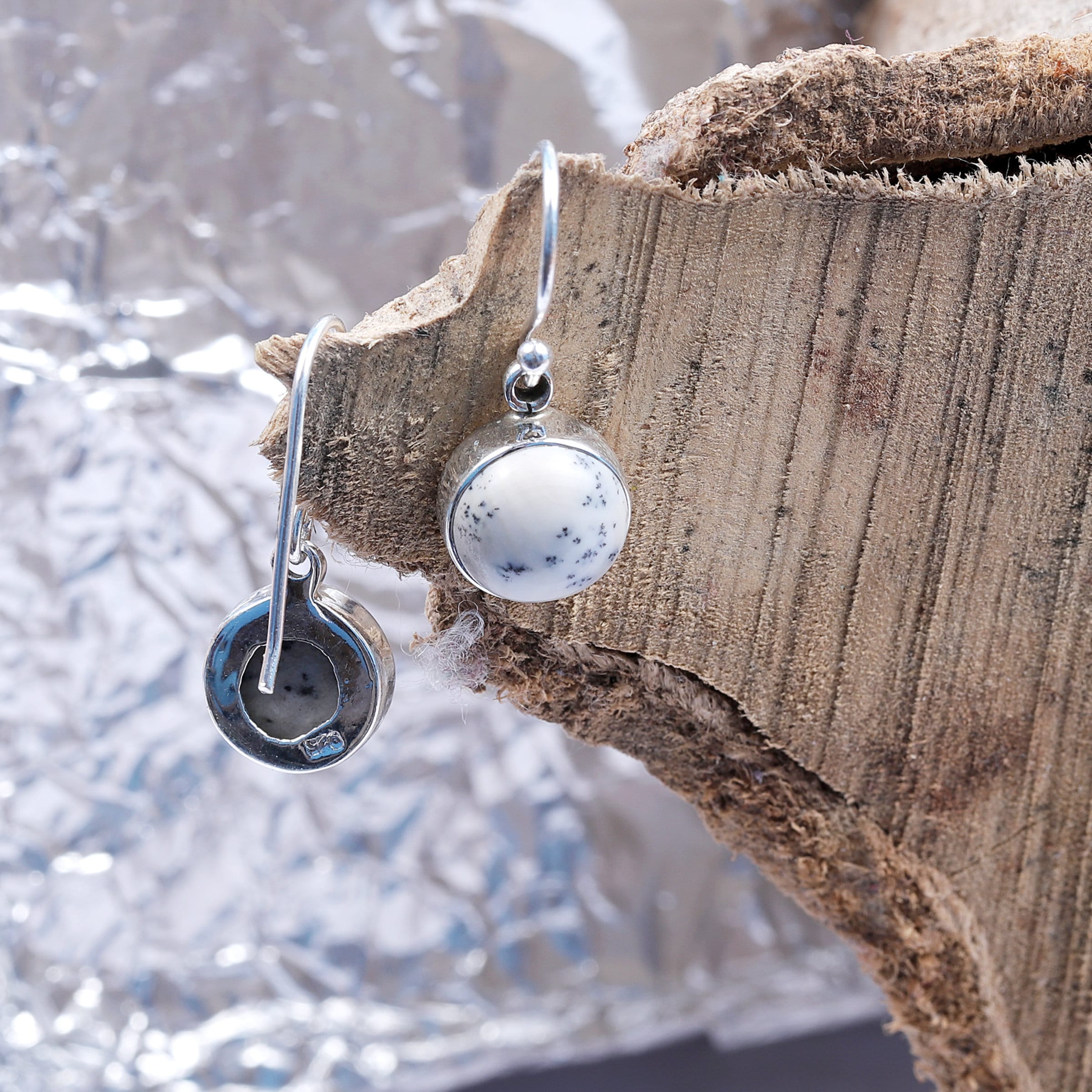 Boucles D'oreilles Agate Dendritique Et Argent 925 - Modèle BO87 - Neufes Avec étiquettes