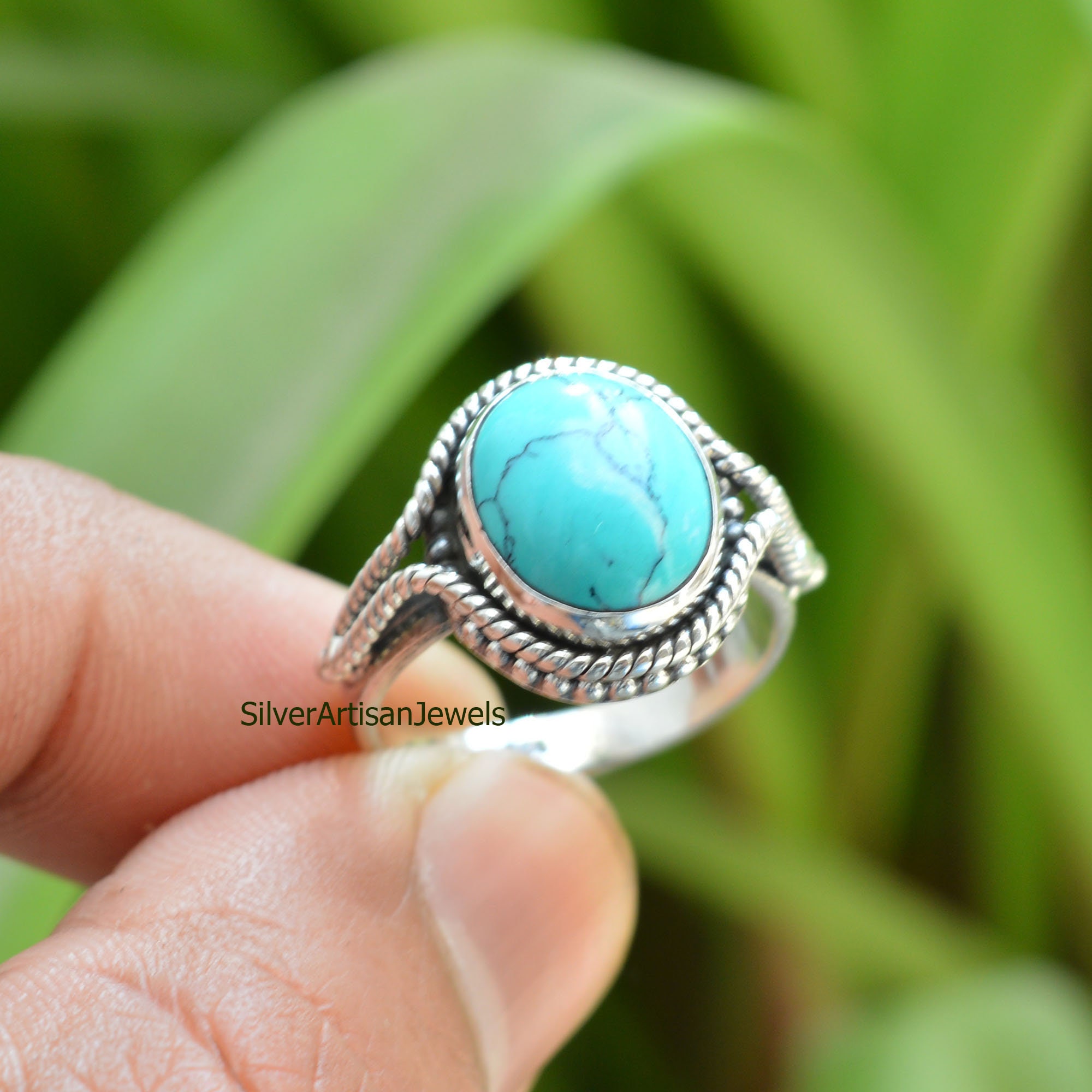アクセサリー Vintage Silver Oval Turquoise Ring 925 Oval Turquoise 925 Sterling Silver Ring - Boho Gemstone Jewelry - Etsy