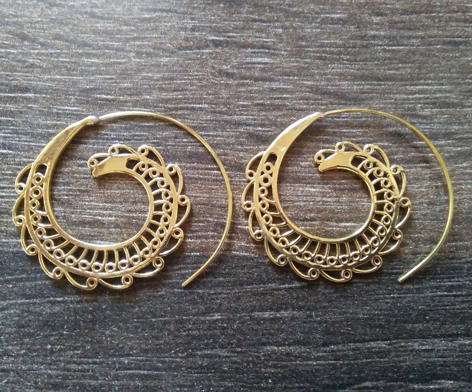 Vintage Sale Brass Spiral Earrings Brass Earrings Earrings Etsy