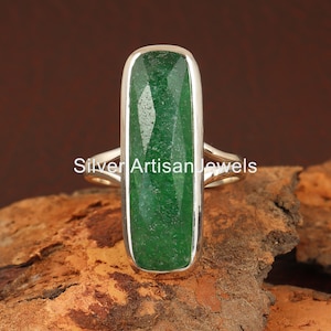 Natural Green Jade Ring , 925 Silver Ring ,  all size available , Green Stone ring , Handmade Ring Engagement Ring,  Women&#39;s Rings