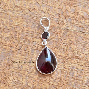 Garnet Pendant , 12X16 MM Garnet Necklace, Necklace pendant, Natural Gemstone Pendant , 925 SilverJewelry Necklace, Gift For Men Women