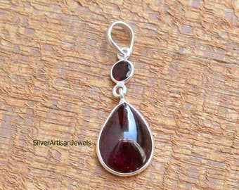 Garnet Pendant , 12X16 MM Garnet Necklace, Necklace pendant, Natural Gemstone Pendant , 925 SilverJewelry Necklace, Gift For Men Women