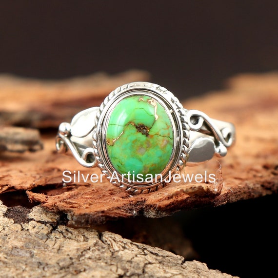 Green copper turquoise on sale ring