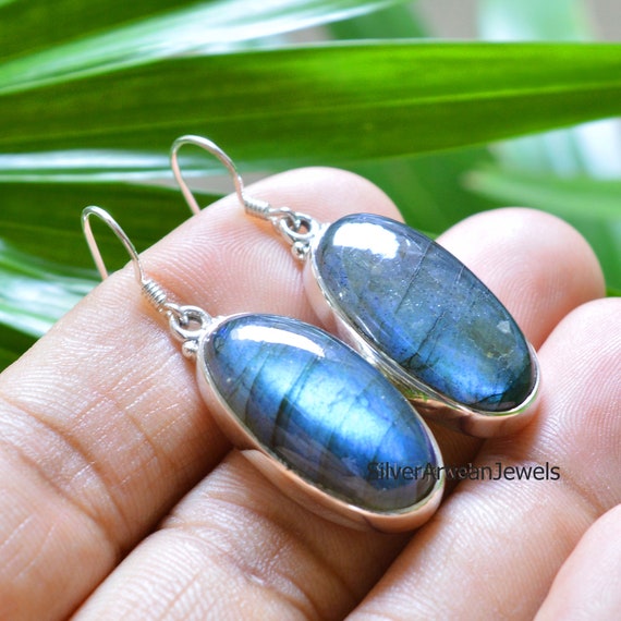 Sterling Silver Oval Labradorite Earrings Sterling Silver Oval Labradorite Earrings