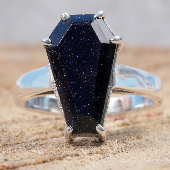 Blue Sunstone Ring Blue Ring 925 Solid Silver Ring Gemstone