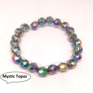 Mystic Topaz Bracelets, Adjustable Bracelets, Faceted Cut Stone Jewelry , Gift For Her, Bridesmaid Gifts, Elastic Bacelets ,Unisex Bracelets