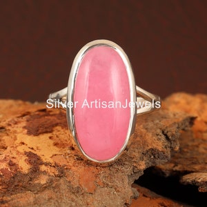 Jade Ring Grade A Jade Sterling Silver Ring, Jade Silver Ring, Pink Stone Silver Ring, Pink Jade Ring, Jade Jewelry, Personalized Gifts