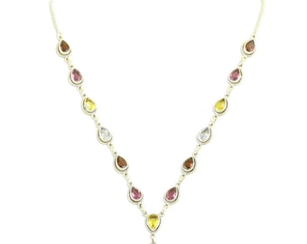 Beautiful Gemstone Necklace Multi Necklace 925 Sterling Silver Necklace Handmade Necklace Women&#39;s Necklace Jewelry wedding gifts