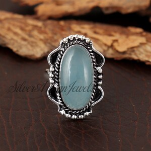 Natural Jade Ring: 925 Sterling Silver, Women's Solitaire Ring