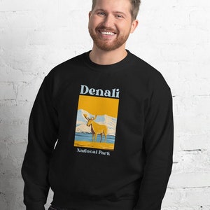 Men&#39;s Retro Denali National Park Crew Neck Sweatshirt