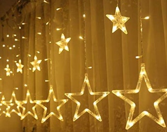 WeRChristmas Pre-Lit Star Christmas Decoration Warm White LED 25 cm White Copper