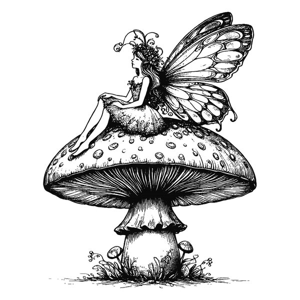 Mushroom, Fairy, Fairy on Mushroom SVG PNG