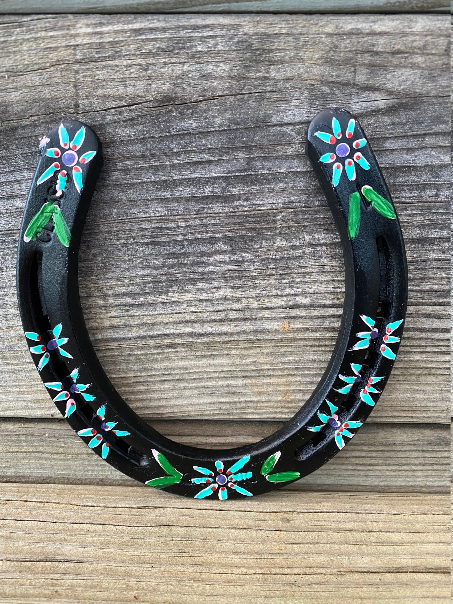 Handpainted Decorative Horseshoe Flower Design Etsy