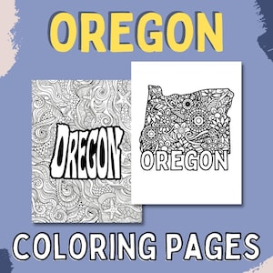 OREGON Coloring Pages (State Name & Floral Mandala Coloring Sheet) 2 PDF Pages