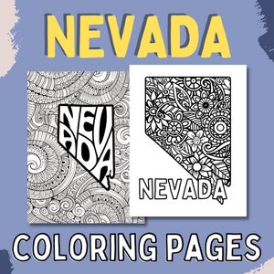 NEVADA Coloring Pages (State Name & Floral Mandala Coloring Sheet) 2 PDF Pages