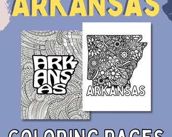 Arkansas Coloring Pages | State Name & Floral Mandala (PDF Pages)