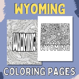 WYOMING Coloring Pages (State Name & Floral Mandala Coloring Sheet) 2 PDF Pages