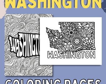 Washington State Coloring Pages: Floral Mandala, US Pride (2 PDF Pages)