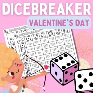 Dicebreaker VALENTINE'S DAY Valentine's Icebreaker Questions & Conversation Game Conversation-Starter Game Valentine's Question Game image 1