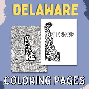 DELAWARE Coloring Pages (State Name & Floral Mandala Coloring Sheet) 2 PDF Pages