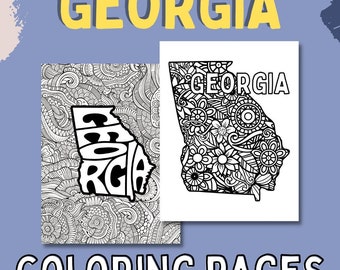 Georgia Coloring Pages: State Name & Floral Mandala (PDF Download)