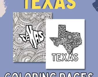 Texas Coloring Pages, State & Floral Mandala (2 PDF Pages)