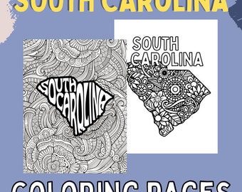 South Carolina Coloring Pages | State Name & Floral Mandala (PDF)