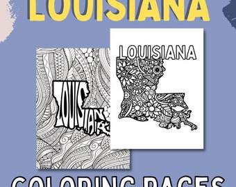Louisiana Coloring Pages, State & Floral Mandala (2 PDF Pages)