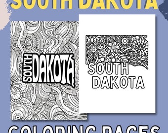 South Dakota Coloring Pages | State & Floral Mandala (PDF Download)