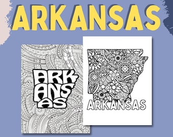 ARKANSAS Coloring Pages (State Name & Floral Mandala Coloring Sheet) 2 PDF Pages