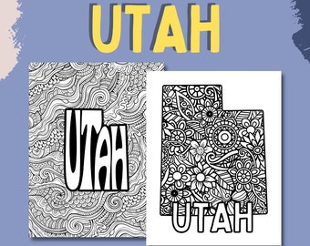 UTAH Coloring Pages (State Name & Floral Mandala Coloring Sheet) 2 PDF Pages