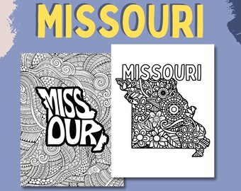 MISSOURI Coloring Pages (State Name & Floral Mandala Coloring Sheet) 2 PDF Pages