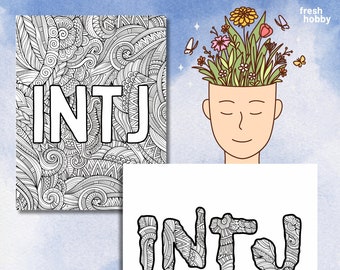 INTJ Personality Type Coloring Pages | 2 Coloring Pages for Your Myers-Briggs Personality Type | MBTI Coloring Sheets
