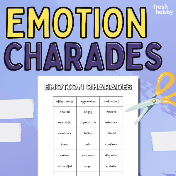 EMOTION CHARADES | 50+ Emotion Slips | Icebreaker Acting Game for Emotions and Feelings | Print, Cut and Play! | Recreational Therapy Game